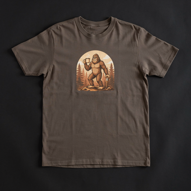 Bigfoot Coffee Break Tee shirt mockup by SEAM + MEME