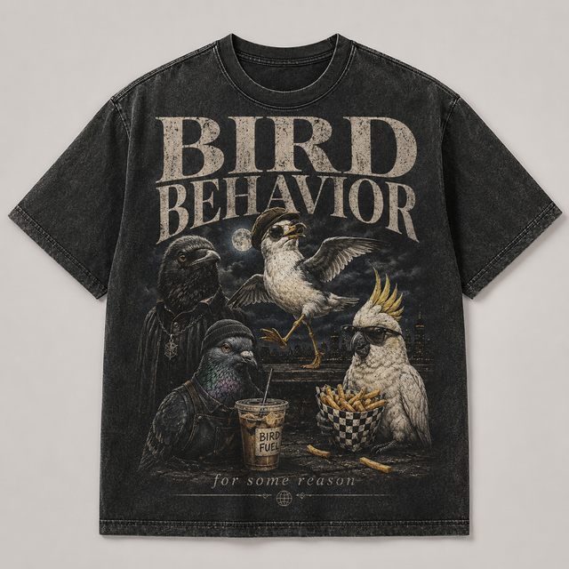 Bird Behavior Tee shirt mockup by SEAM + MEME